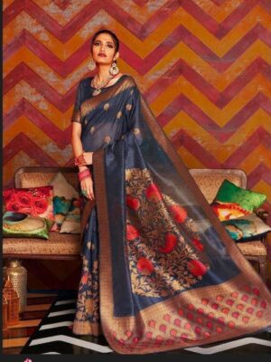 Linen silk saree