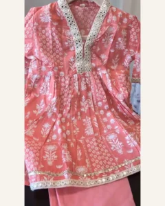 Baby Girls Coral Print Peplum & Pants – Organic Cotton