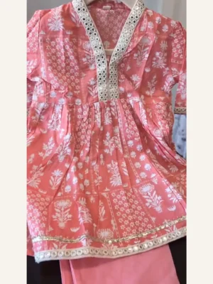 Baby Girls Coral Print Peplum & Pants – Organic Cotton