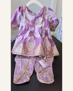 Baby Girls Lilac Print Dhoti Set – Organic Cotton
