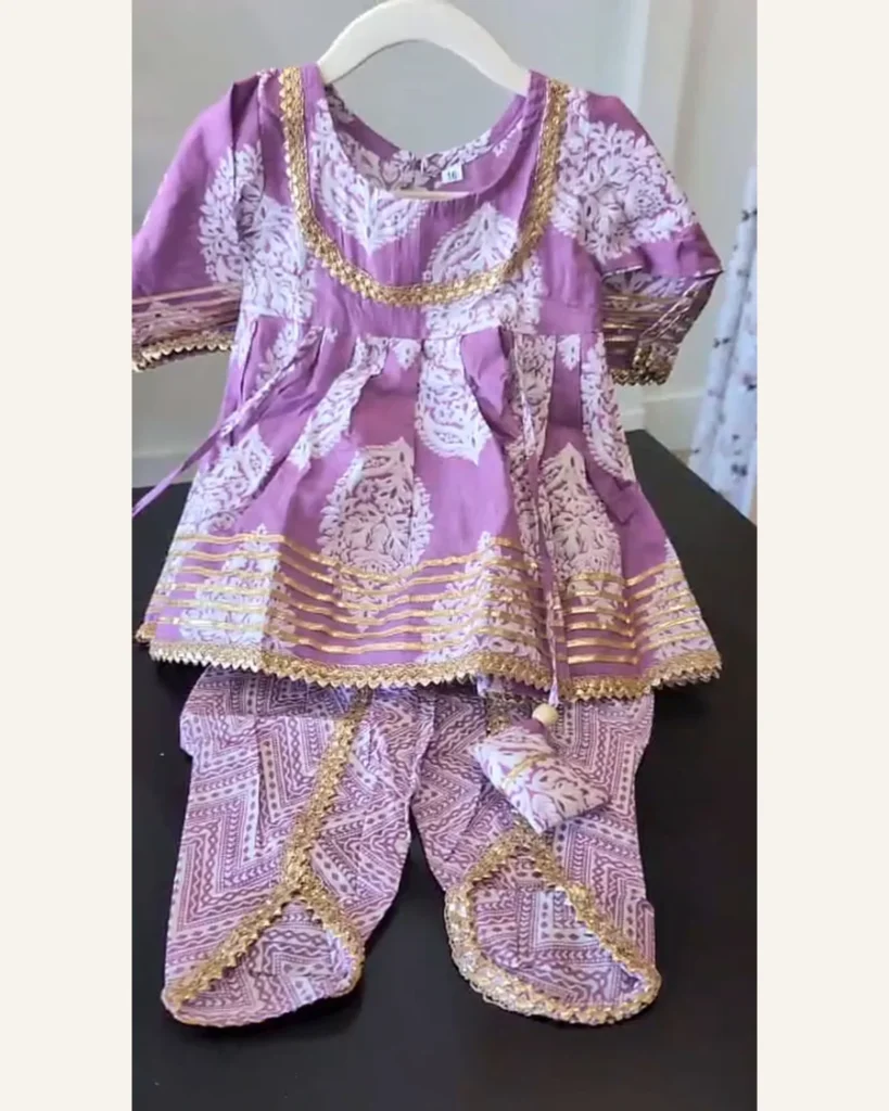 Baby Girls Lilac Print Dhoti Set – Organic Cotton