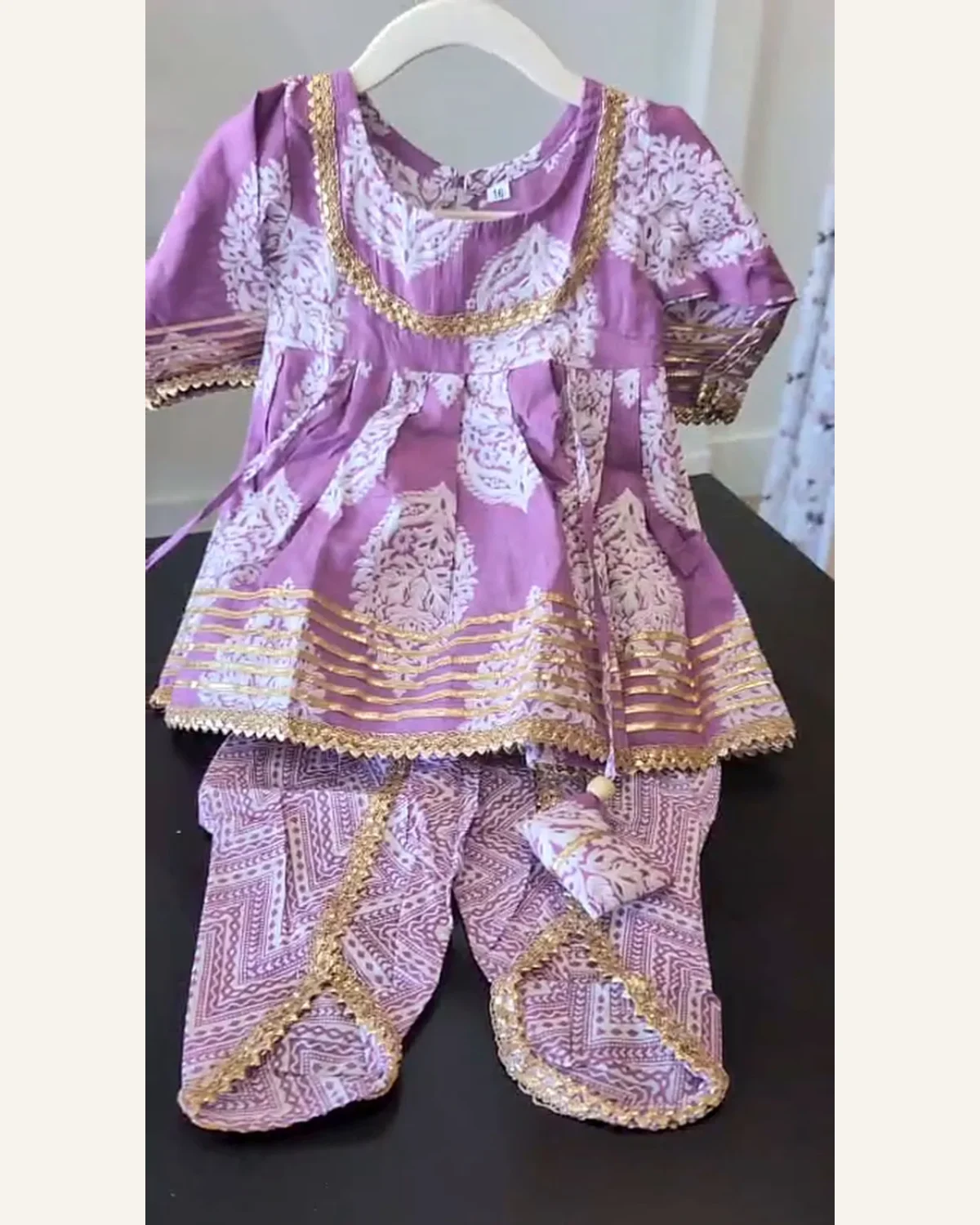 Baby Girls Lilac Print Dhoti Set – Organic Cotton