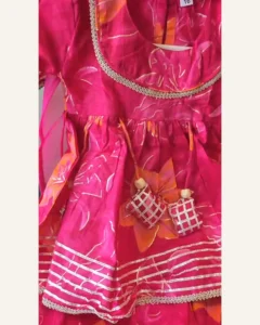 Baby Girls Magenta Dhoti Set with Dupatta – Organic Cotton