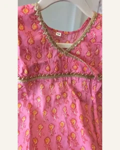 Baby Girls Pink Angrakha & Pants – Organic Cotton