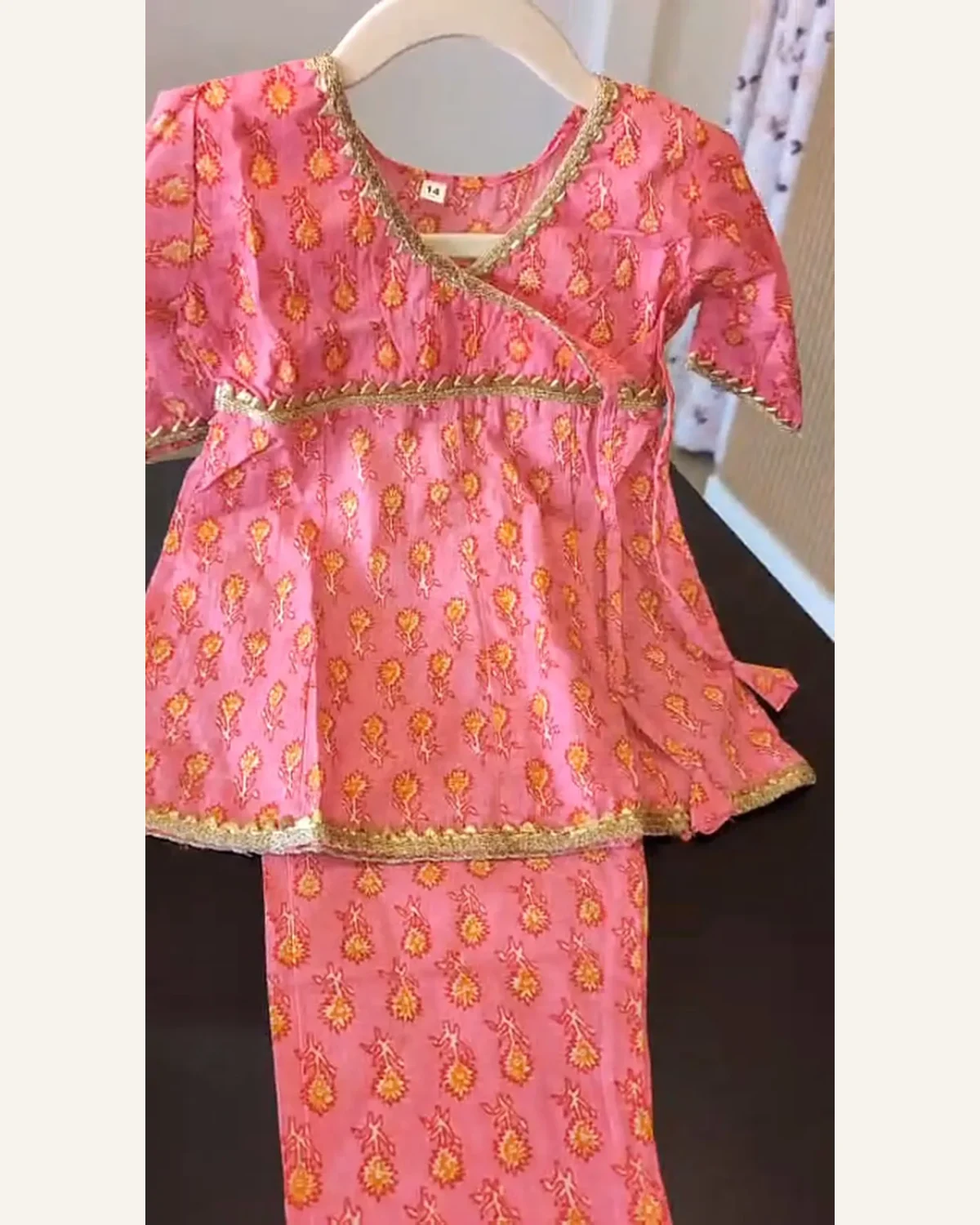 Baby Girls Pink Angrakha & Pants – Organic Cotton