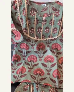 Baby Girls Sage Green Floral Sharara Set – Organic Cotton