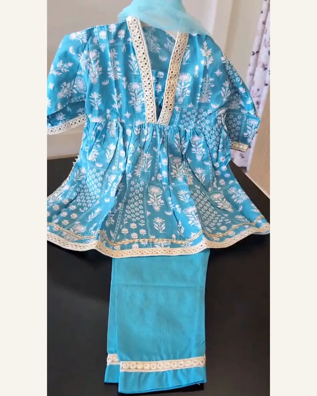 Baby Girls Sky Blue Peplum & Pants – Organic Cotton