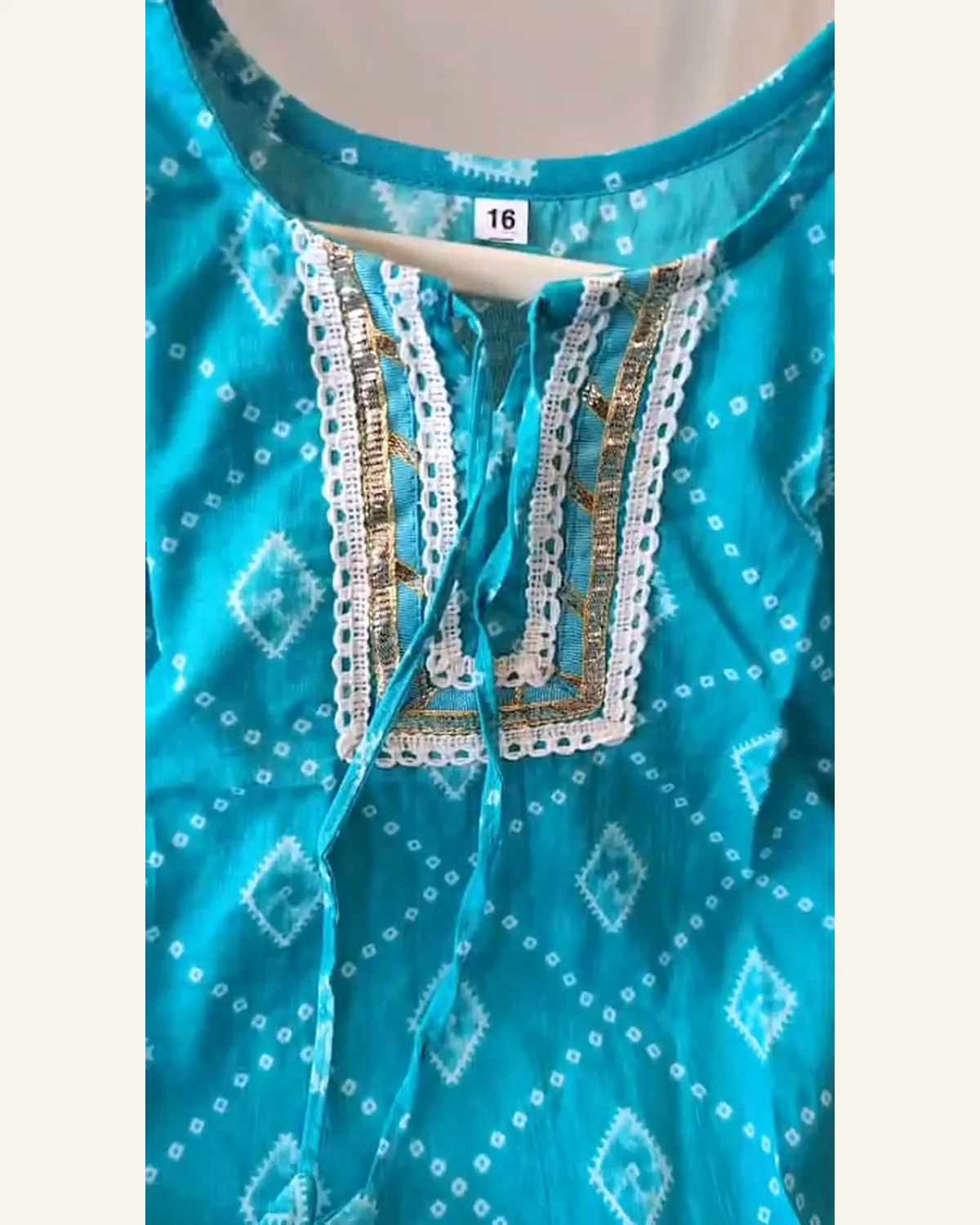 Baby Girls Teal Bandhani Kurti & Sharara – Organic Cotton