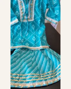 Baby Girls Teal Bandhani Kurti & Sharara – Organic Cotton