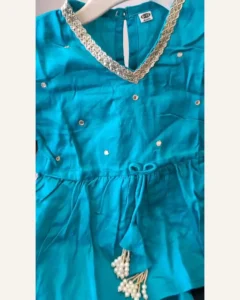 Baby Girls Teal Peplum & Pants – Organic Cotton