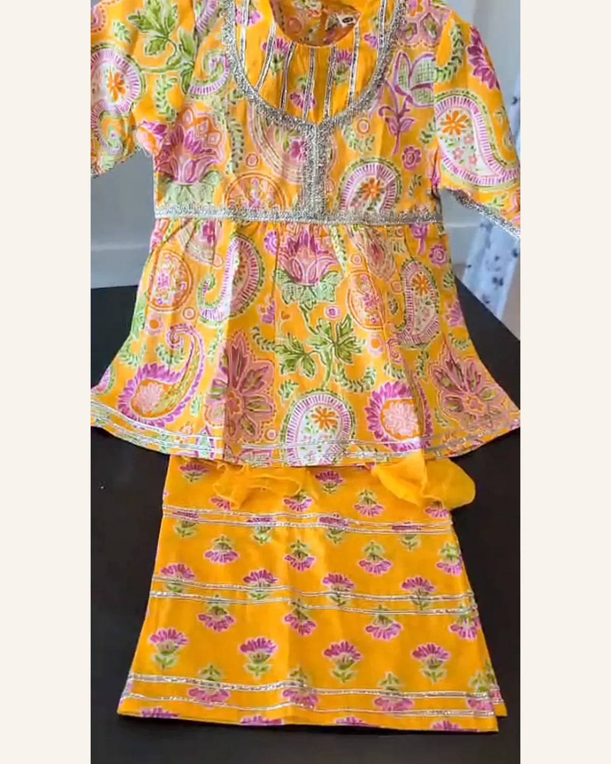 Baby Girls Yellow Floral Sharara Set – Organic Cotton