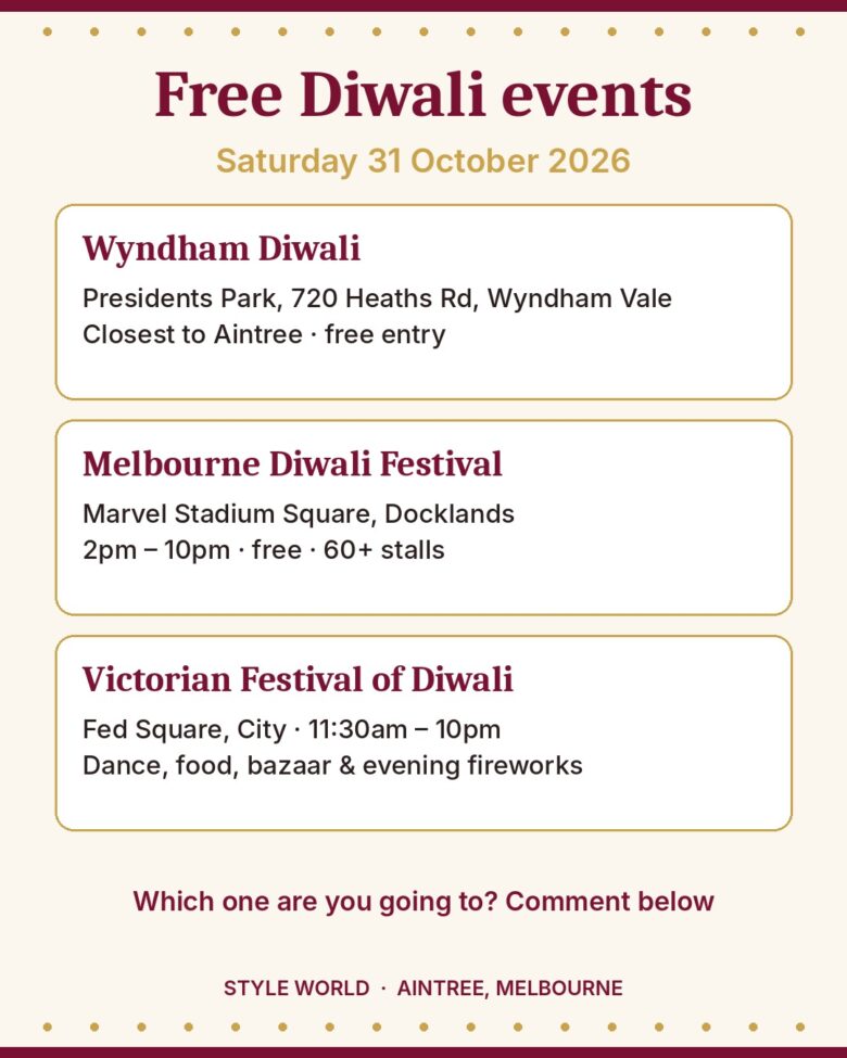 free diwali events melbourne 31 october 2026