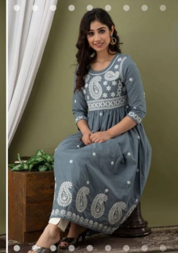 Lucknowi Kurti with Pants - Grey