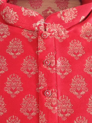 Men's Brocade Silk Kurta Pajama - Maroon