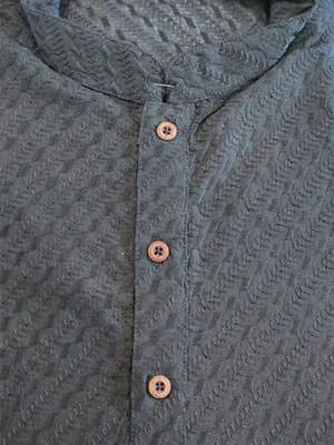 Men's Chikan Embroidery Kurta Pajama - Black