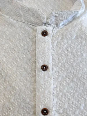 Men's Chikan Embroidery Kurta Pajama - White
