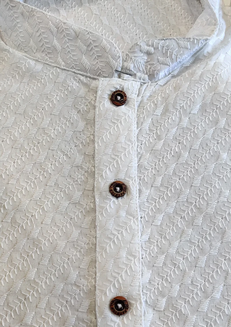 Men's Chikan Embroidery Kurta Pajama - White