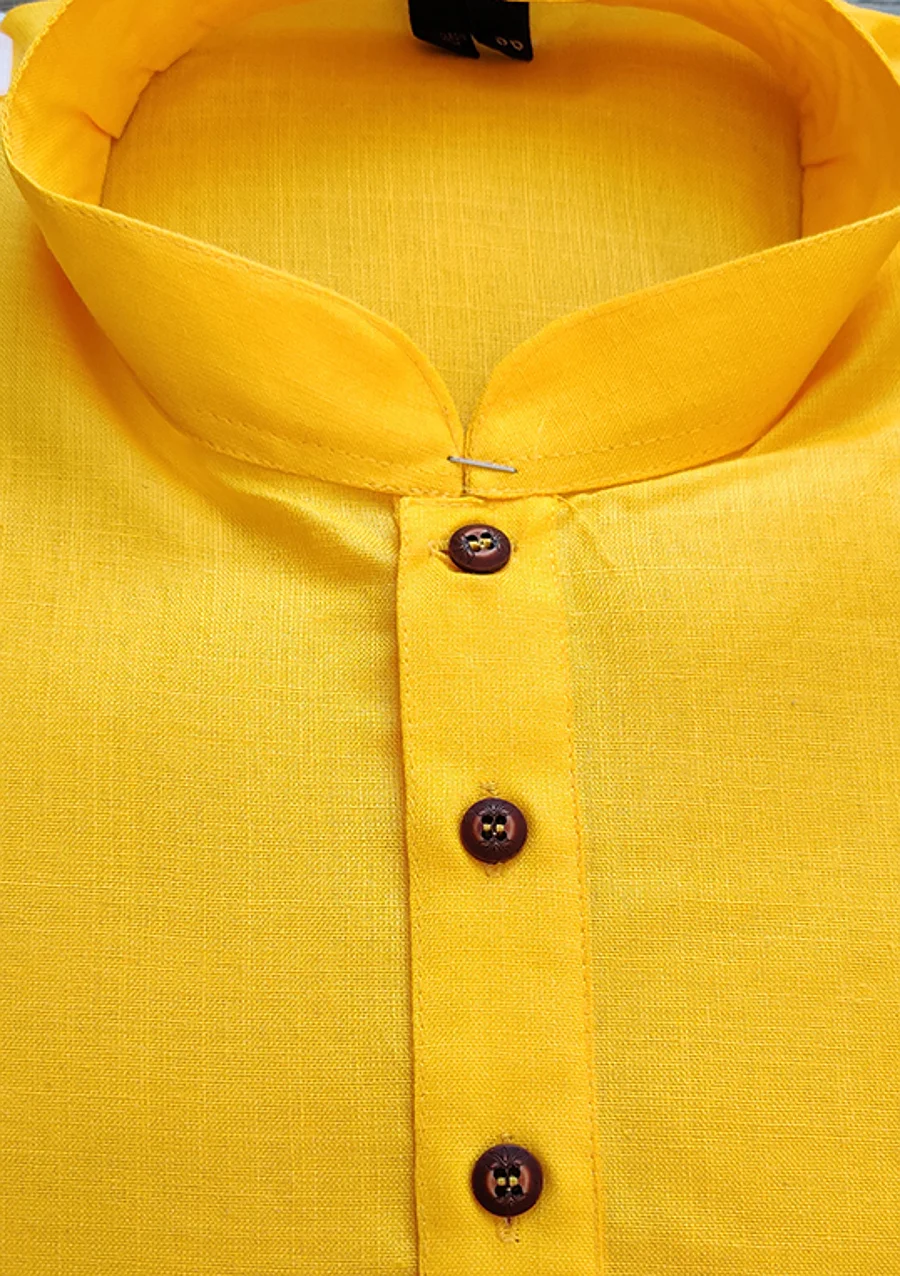 Men's Cotton Kurta Pajama - Yellow