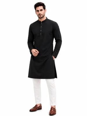 Men’s mul cotton kurta pajama black