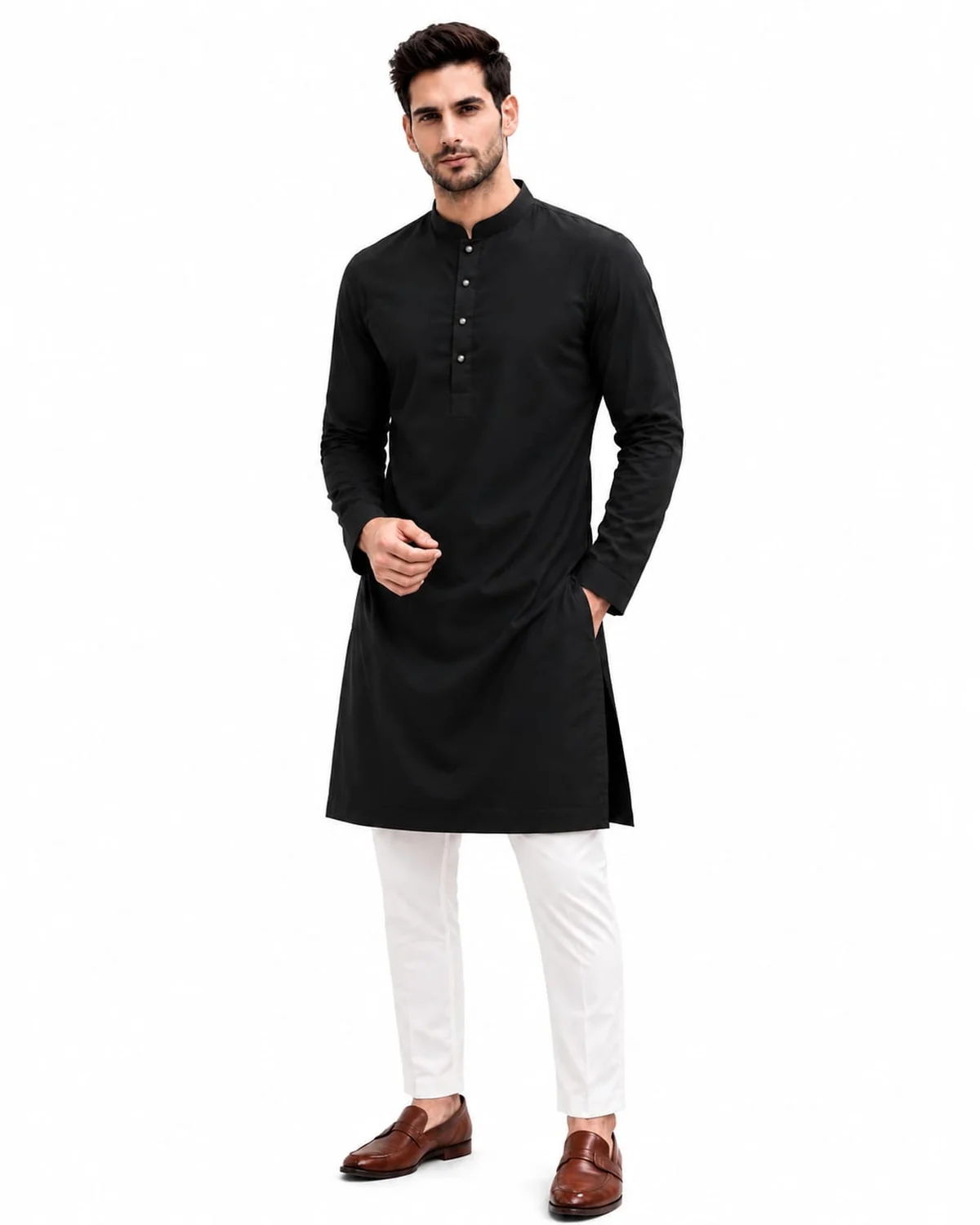 Men’s mul cotton kurta pajama black