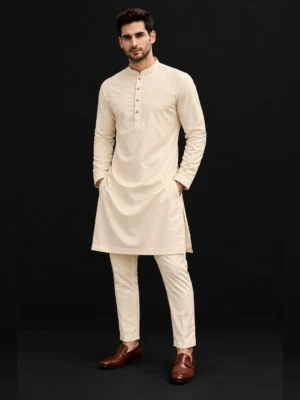 Men’s mul cotton kurta pajama cream
