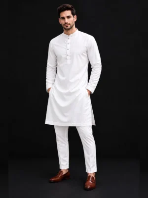 Men’s mul cotton kurta pajama white