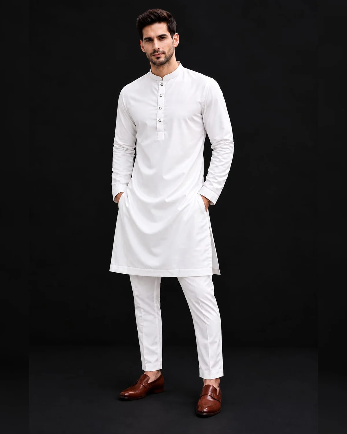 Men’s mul cotton kurta pajama white