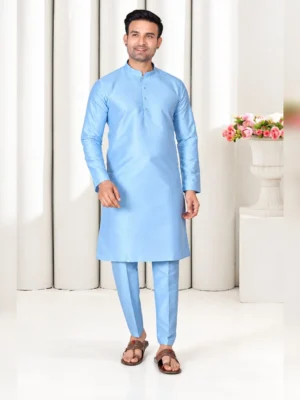 Men’s silk kurta pajama sky blue