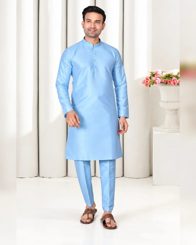 Dad: Men’s Silk Kurta Pajama Set – Sky Blue