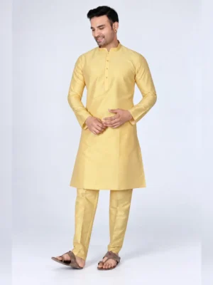 Men’s silk kurta pajama yellow