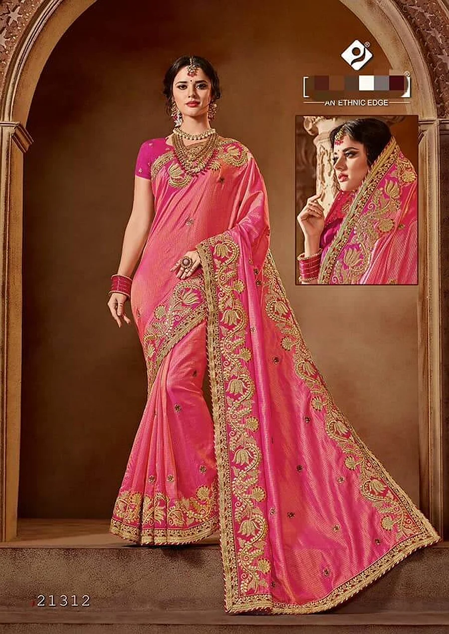 Silk Saree with Embroidery Work