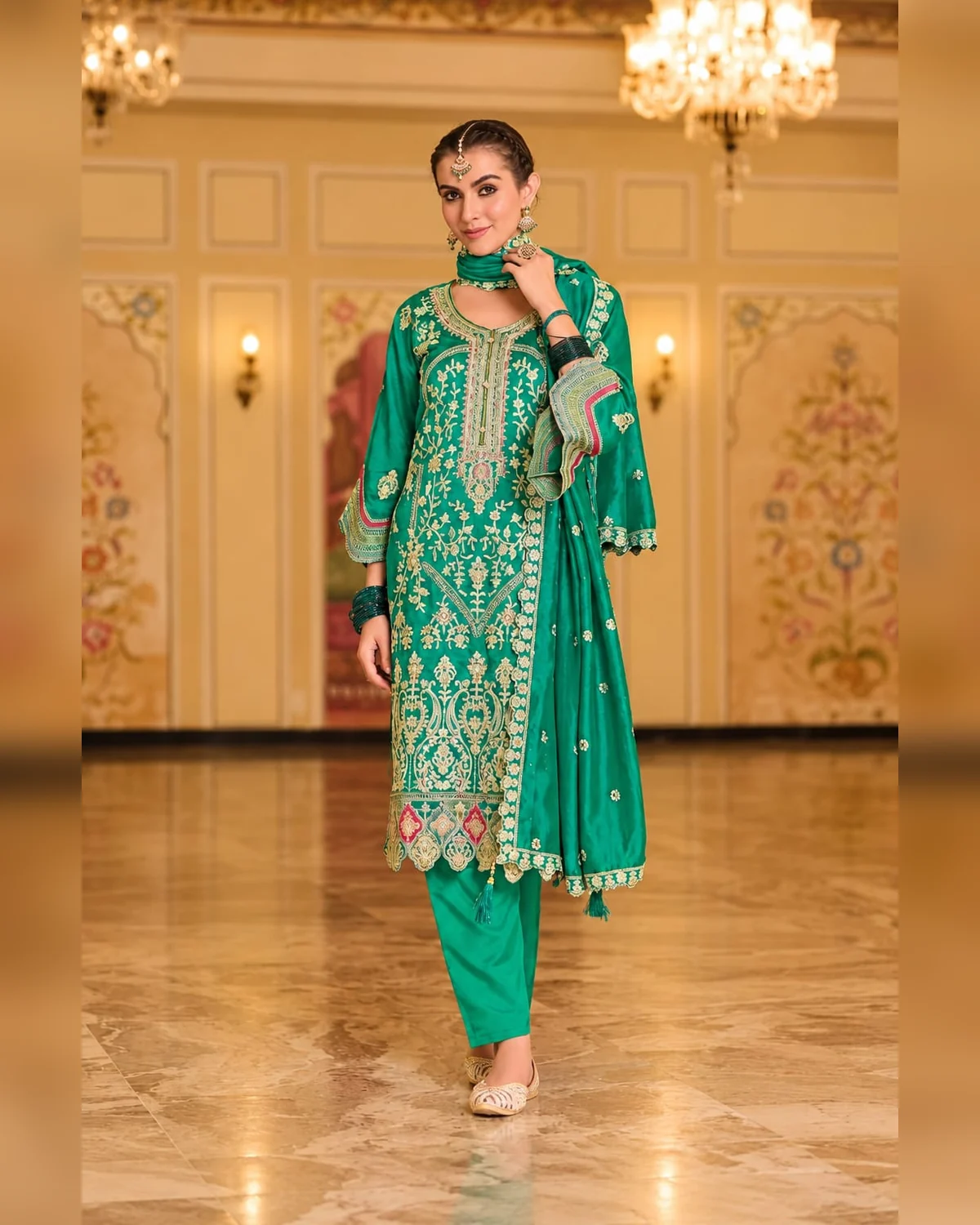 Women’s heavy embroidery kurti with pants